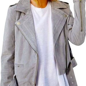 BLANKNYC womens Luxury Clothing Cropped Suede Leather Motorcycle